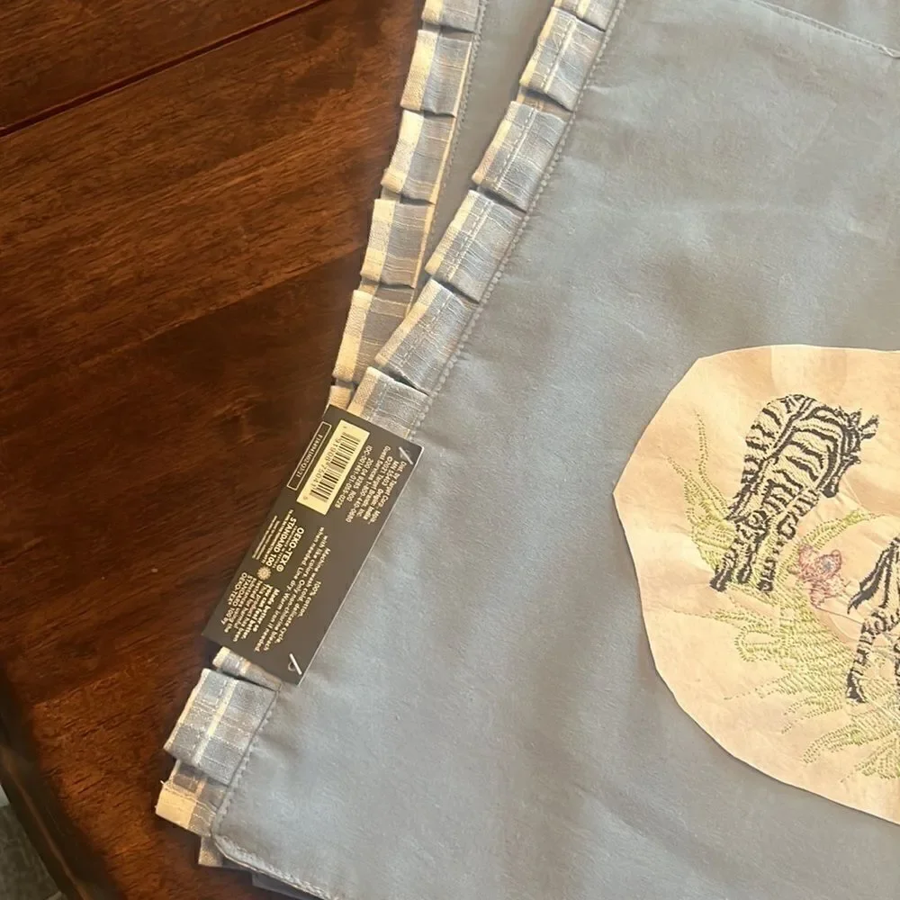 Set of two Blue Checkered Gingham Placement with Ruffles & Embroidery- 19”/14.5”